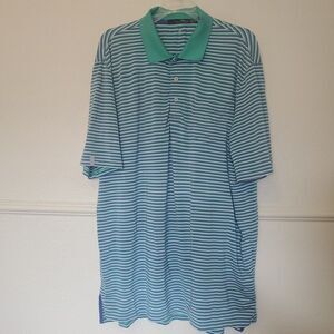 RLX Ralph Lauren Golf Polo Shirt Striped Green Lavender Wicking Mens Sz XL